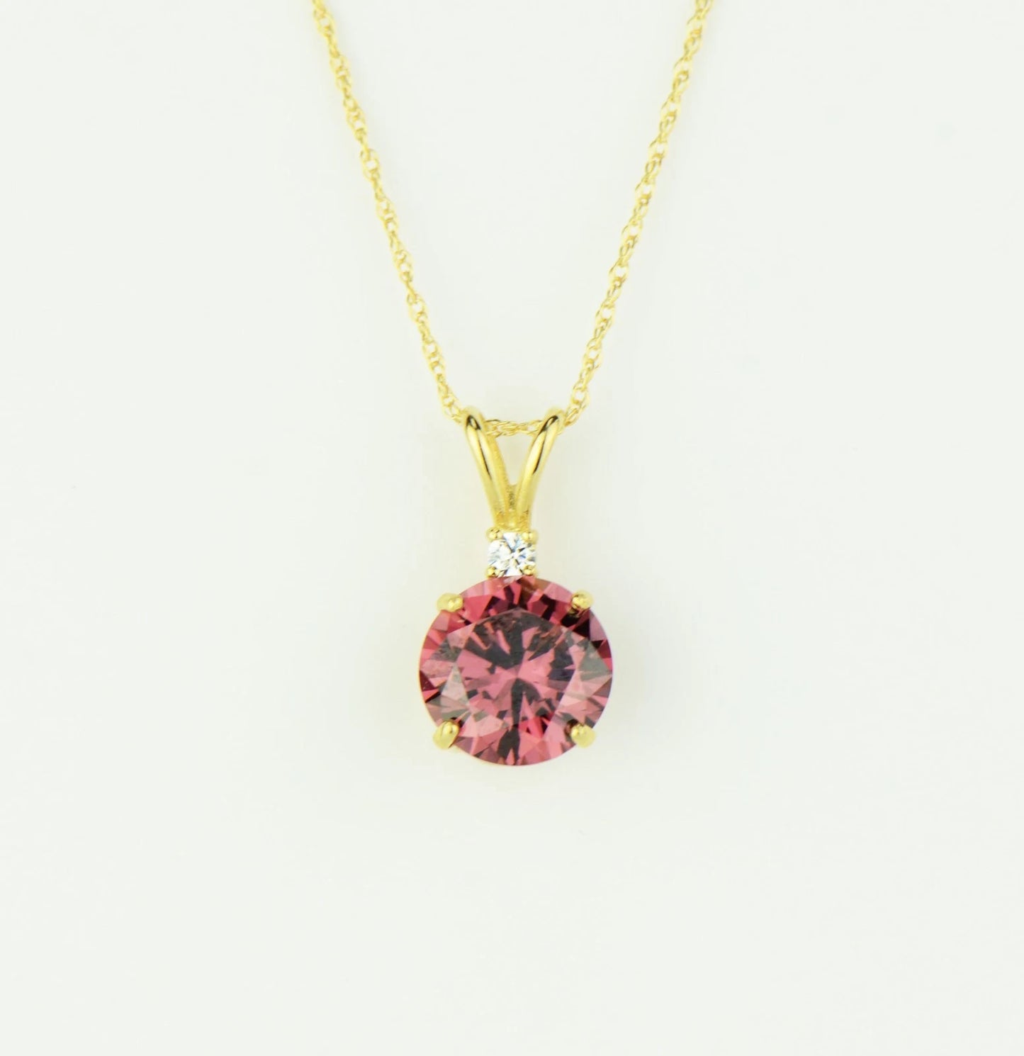 14k Round CZ Birthstone Pendant