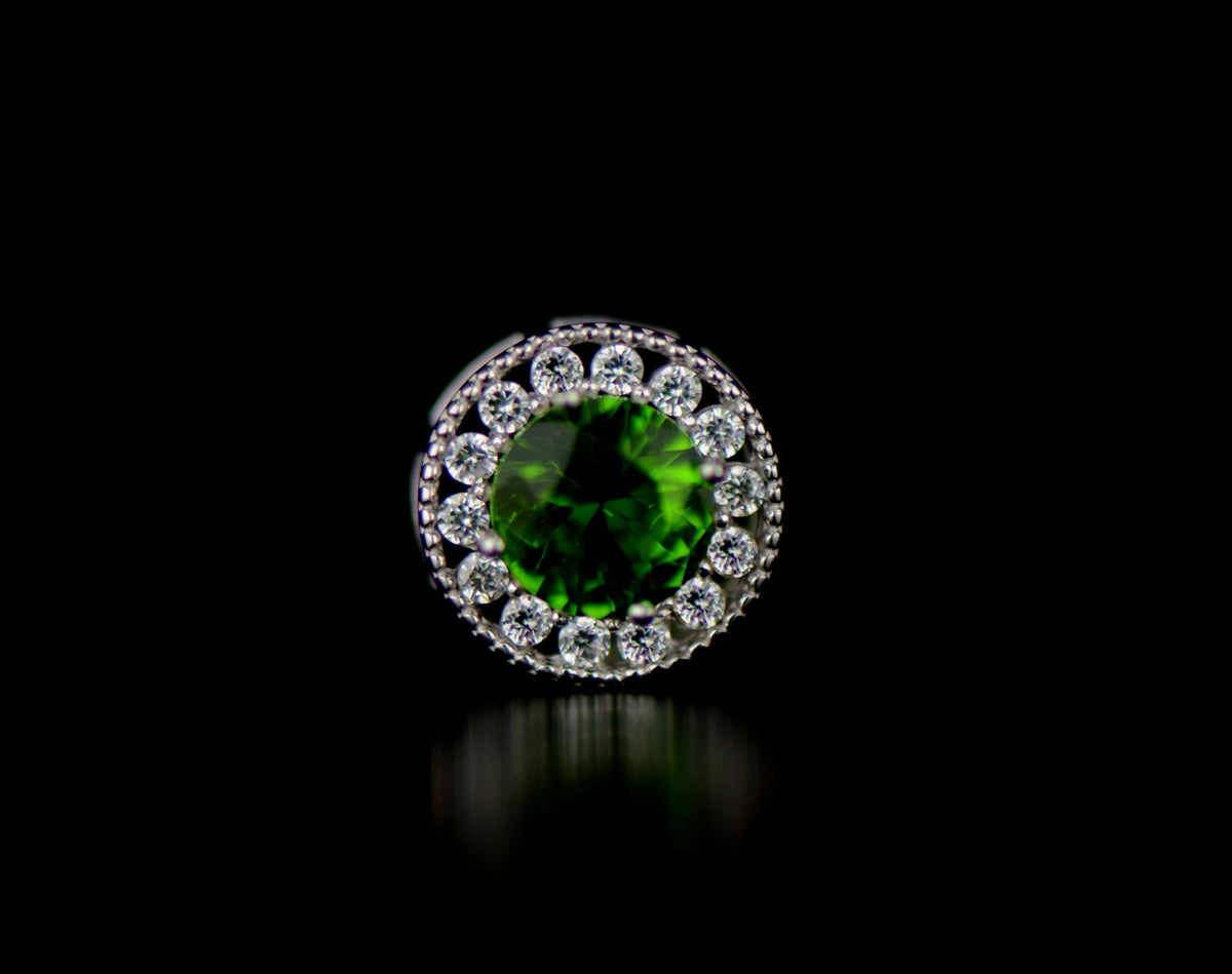 14k White Gold Halo Round Pendant