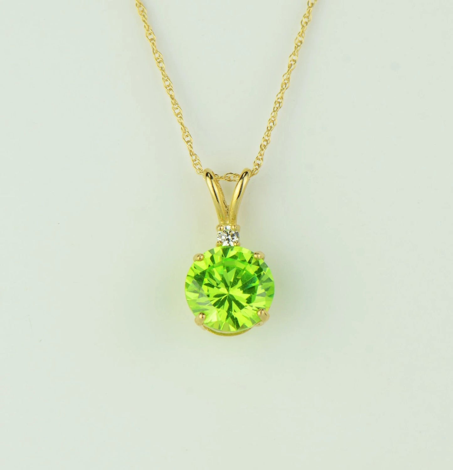 14k Round CZ Birthstone Pendant