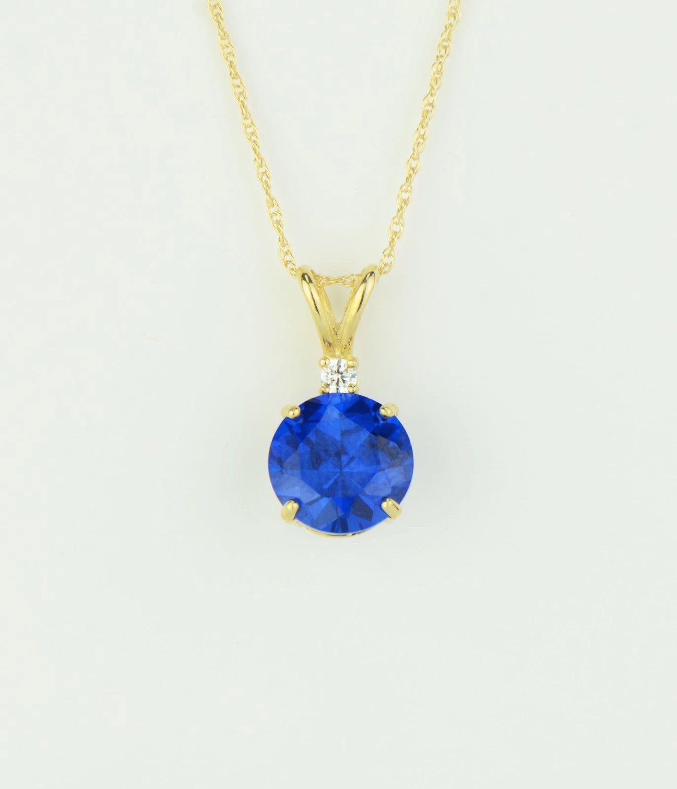 14k Round CZ Birthstone Pendant