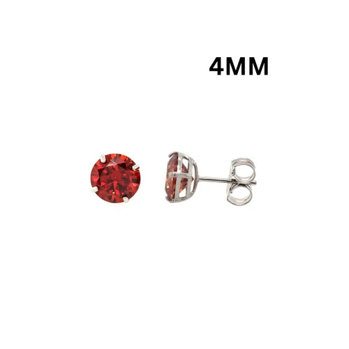 14K Gold GRA Certified D-VVS1 Round Garnet Moissanite PushBack Studs Earrings
