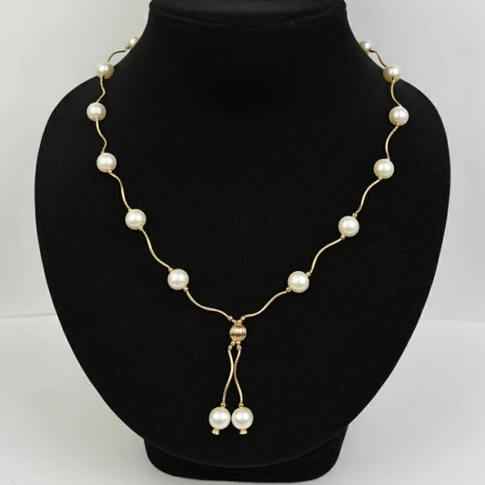 14K Yellow Gold Elegant Freshwater Pearl Necklaces for Women