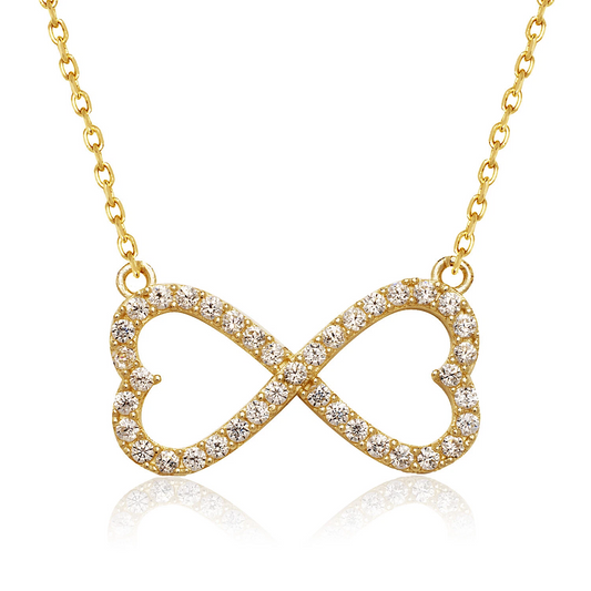 14K Yellow/White/Rose Gold CZ Infinity Pendant Necklace