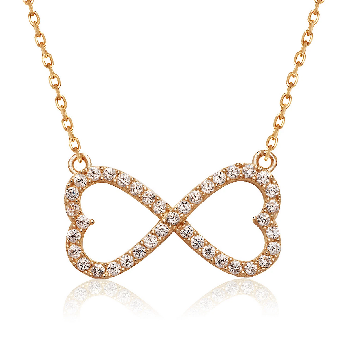 14K Yellow/White/Rose Gold CZ Infinity Pendant Necklace