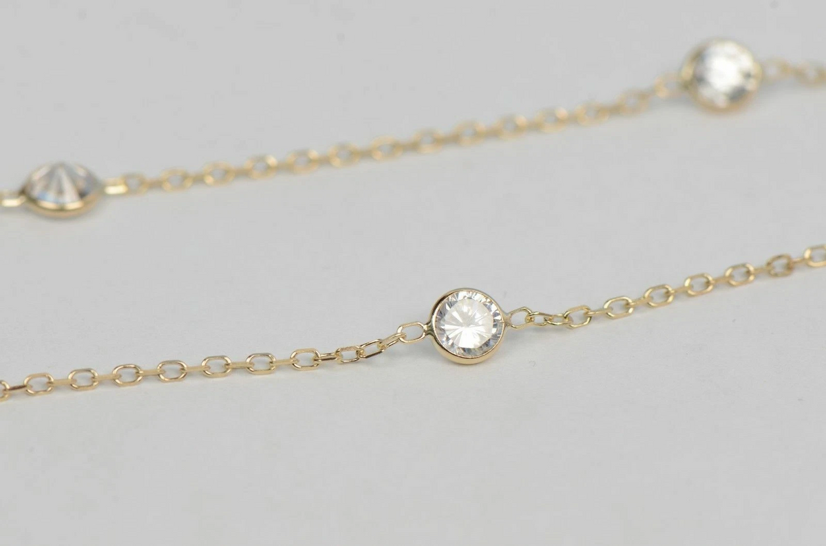 14k Gold Cubic Zirconia CZ by the yard 16'' up to 42" Necklace