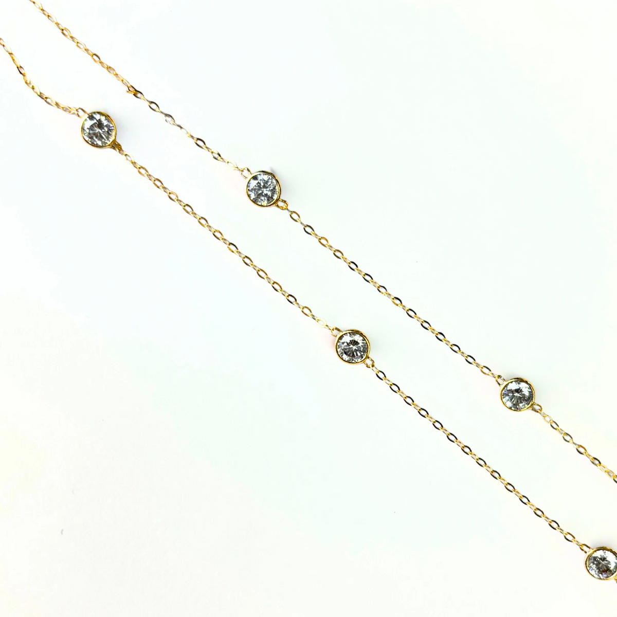 14k Gold Cubic Zirconia CZ by the yard 16'' up to 42" Necklace