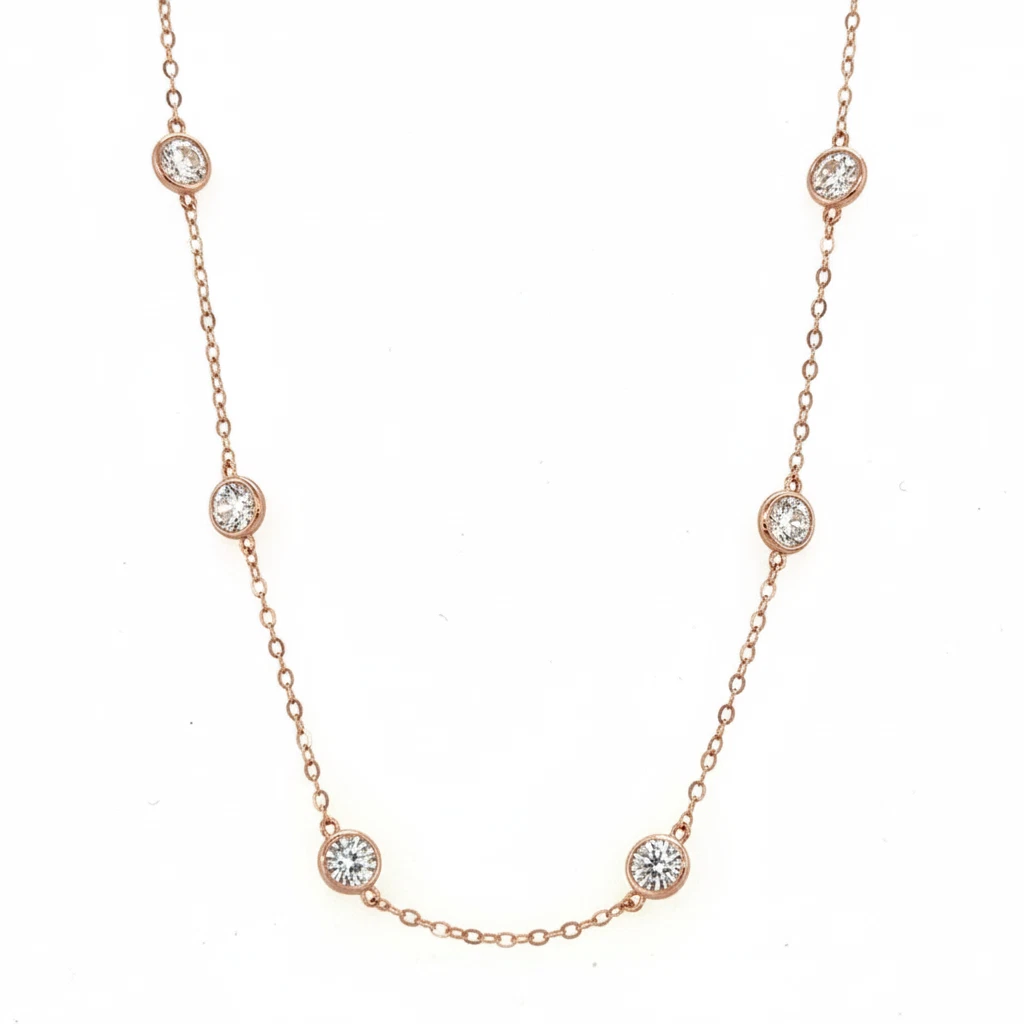 14k Gold Cubic Zirconia CZ by the yard 16'' up to 42" Necklace