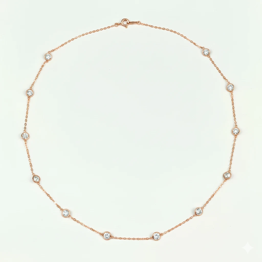 14k Gold Cubic Zirconia CZ by the yard 16'' up to 42" Necklace