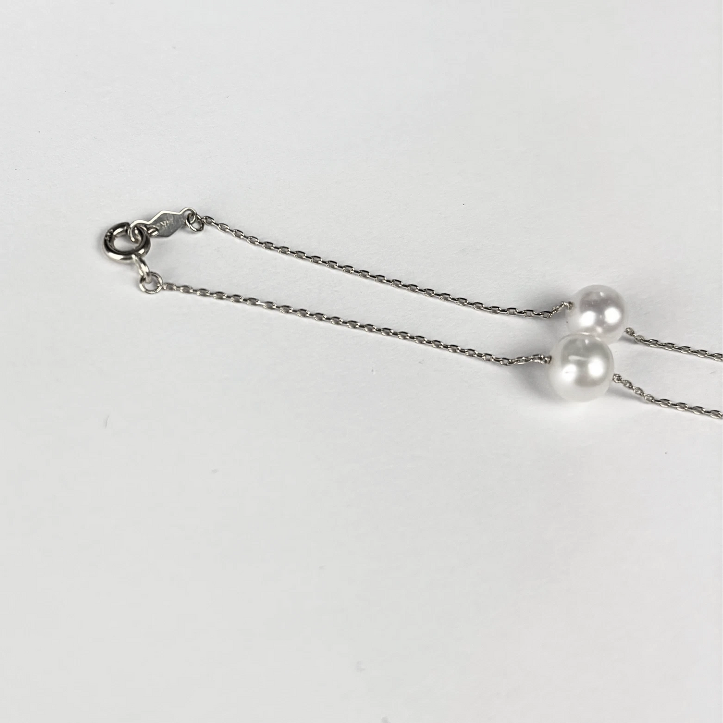 14k Yellow & White Gold Genuine White Pearls by the yard 16"& 18" Necklace
