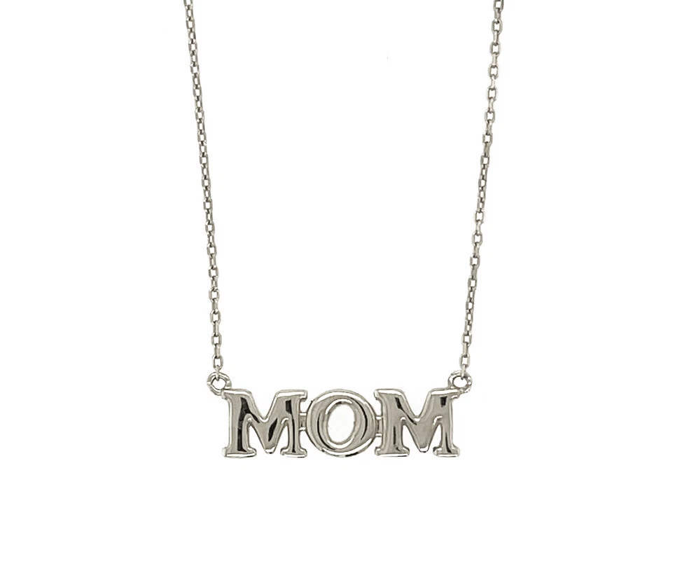 14K Yellow/ White/ Rose Gold "MOM" Charm Necklace
