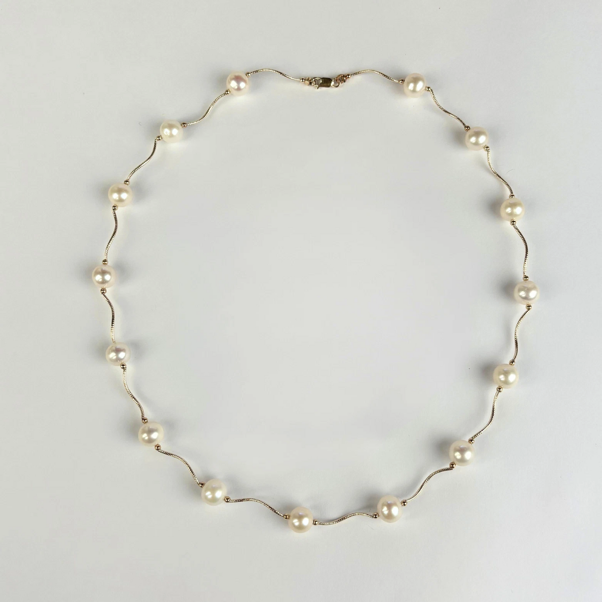 14K Yellow Gold Beautiful Necklace Freshwater Pearl for Women