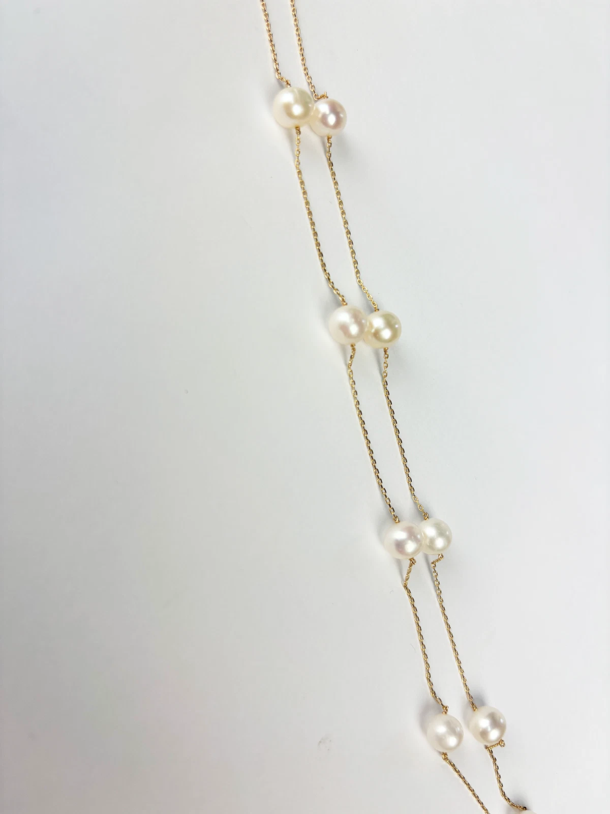 14k Yellow & White Gold Genuine White Pearls by the yard 16"& 18" Necklace