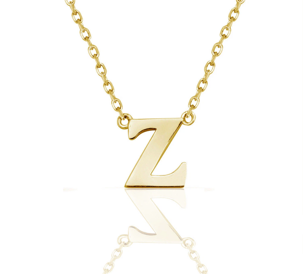 14k Yellow Gold Initial Letter Necklace Pendant