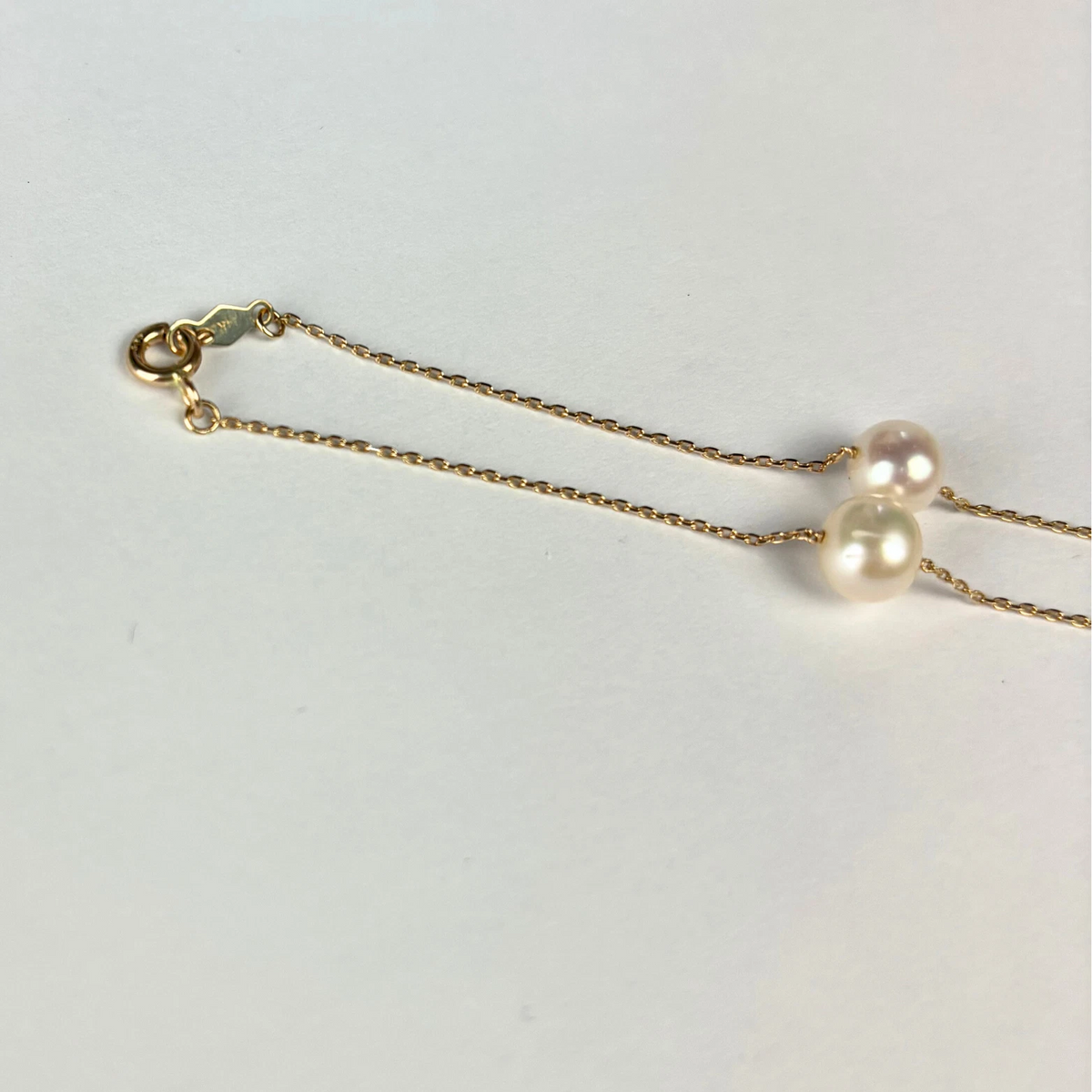 14k Yellow & White Gold Genuine White Pearls by the yard 16"& 18" Necklace
