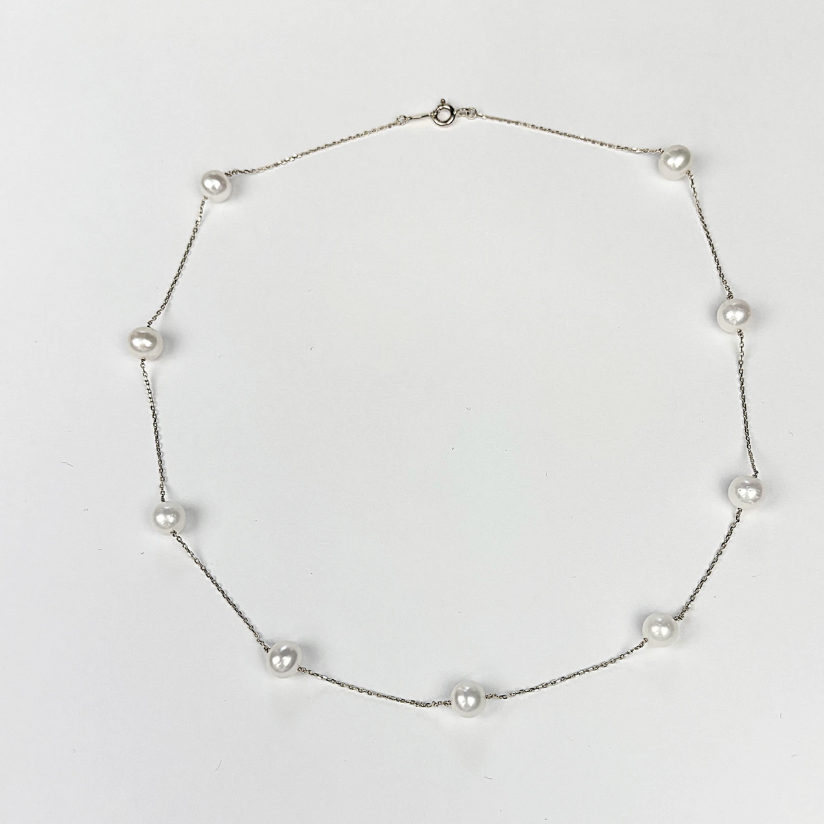 14k Yellow & White Gold Genuine White Pearls by the yard 16"& 18" Necklace