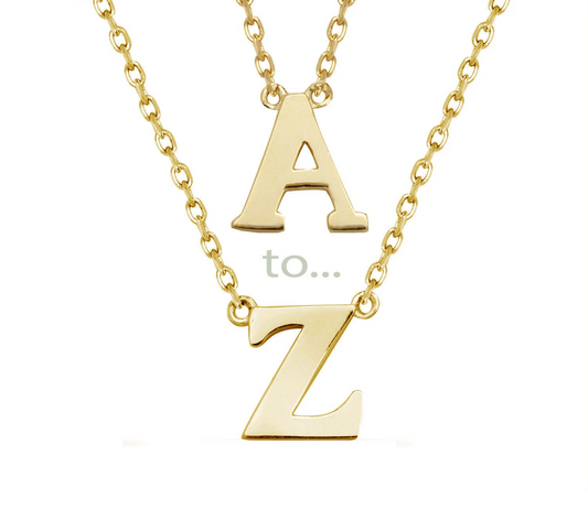 14k Yellow Gold Initial Letter Necklace Pendant