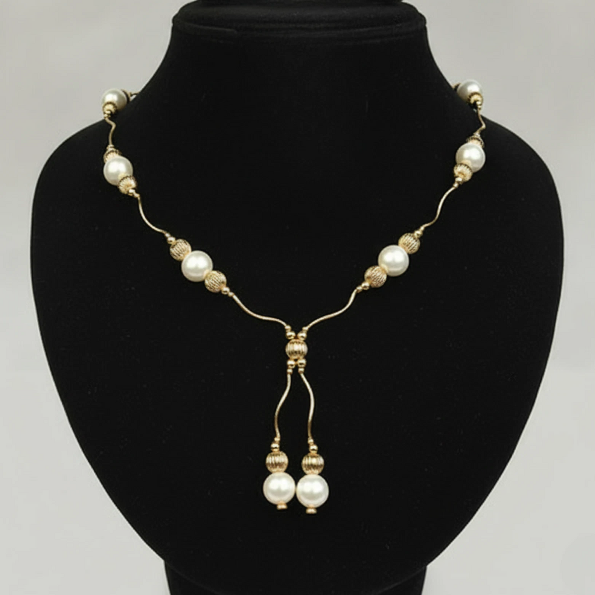 14K Yellow Gold Genuine White Pearls Necklace for Women Elegant Jewelry Gift