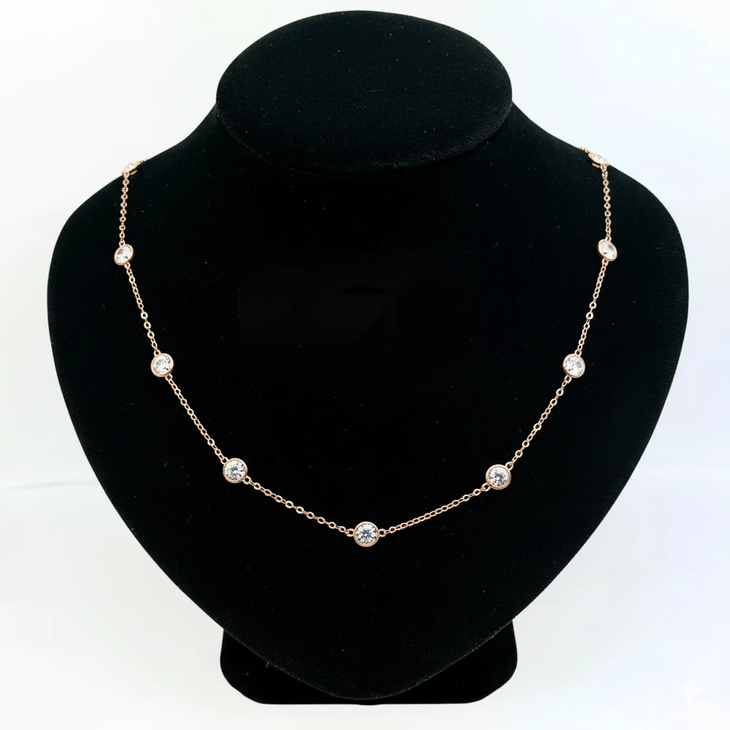 14k Gold Cubic Zirconia CZ by the yard 16'' up to 42" Necklace