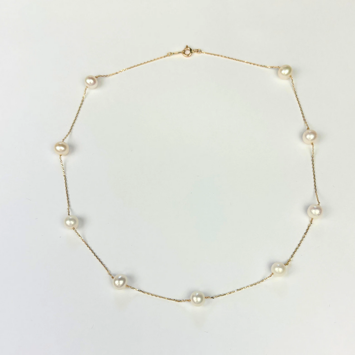 14k Yellow & White Gold Genuine White Pearls by the yard 16"& 18" Necklace