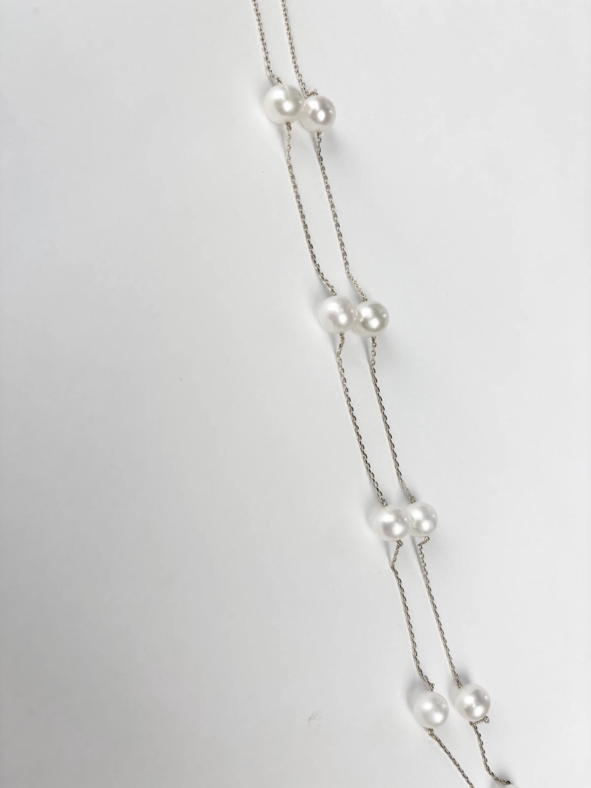 14k Yellow & White Gold Genuine White Pearls by the yard 16"& 18" Necklace