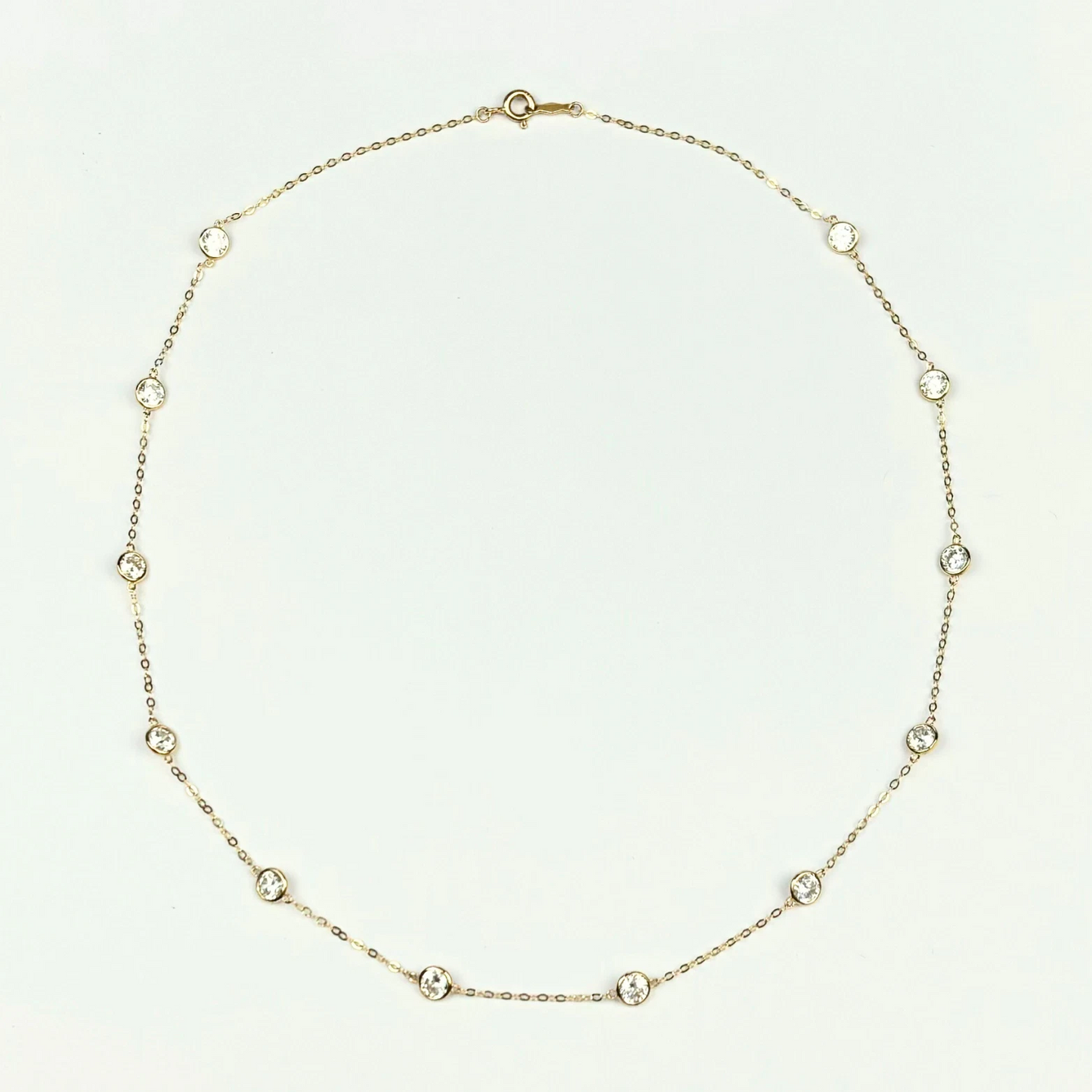 14k Gold Cubic Zirconia CZ by the yard 16'' up to 42" Necklace