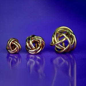 14K Yellow and White Gold Polished Love Knot Stud Earrings