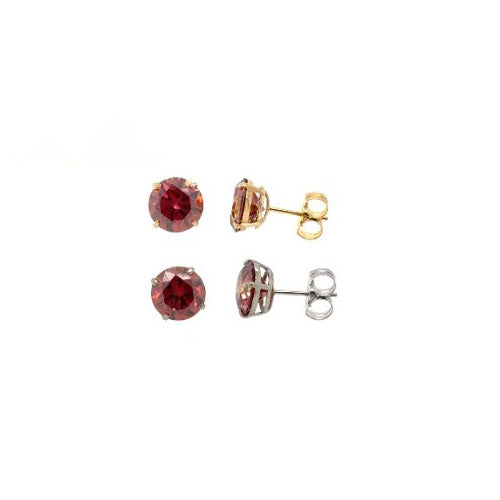 14K Gold GRA Certified D-VVS1 Watermelon Red Moissanite PushBack Studs Earrings