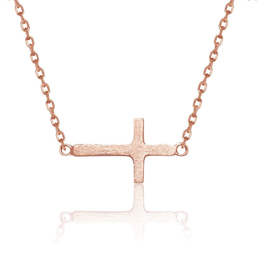 14K Yellow/White/Rose Gold Cross Pendant Necklace