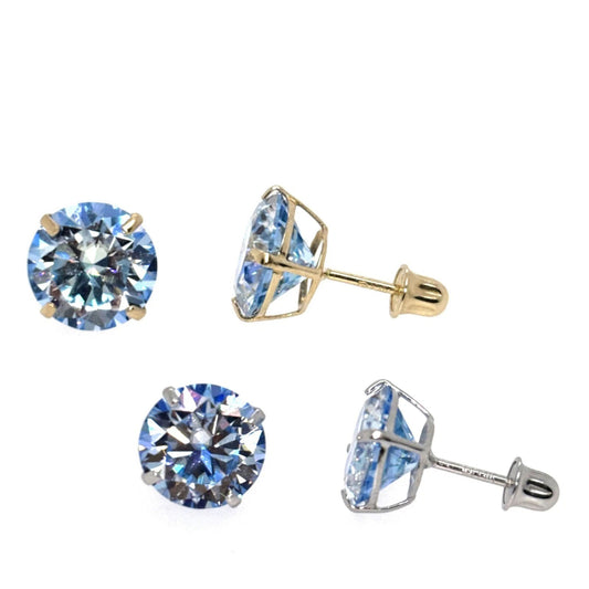 14K Gold GRA Certified D-VVS1 Ocean Moissanite Screw Back Studs Earrings