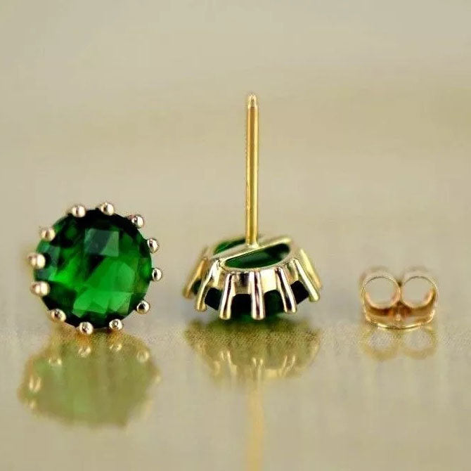 14k Solid Yellow Gold 6mm Round Birthstone Push Back Earrings