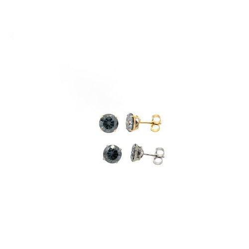 14K Gold GRA Certified D-VVS1 Round Gray Moissanite PushBack Studs Earrings