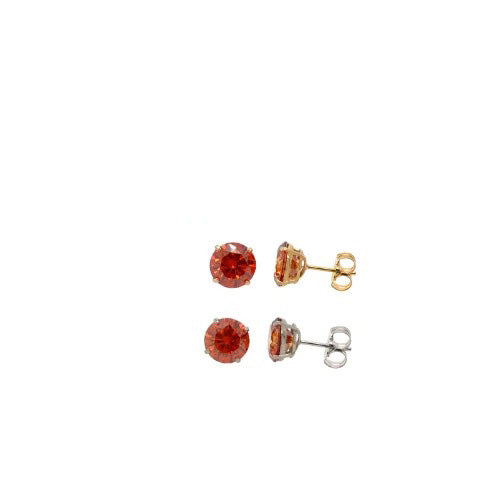 14K Gold GRA Certified D-VVS1 Round Orange Moissanite PushBack Studs Earrings