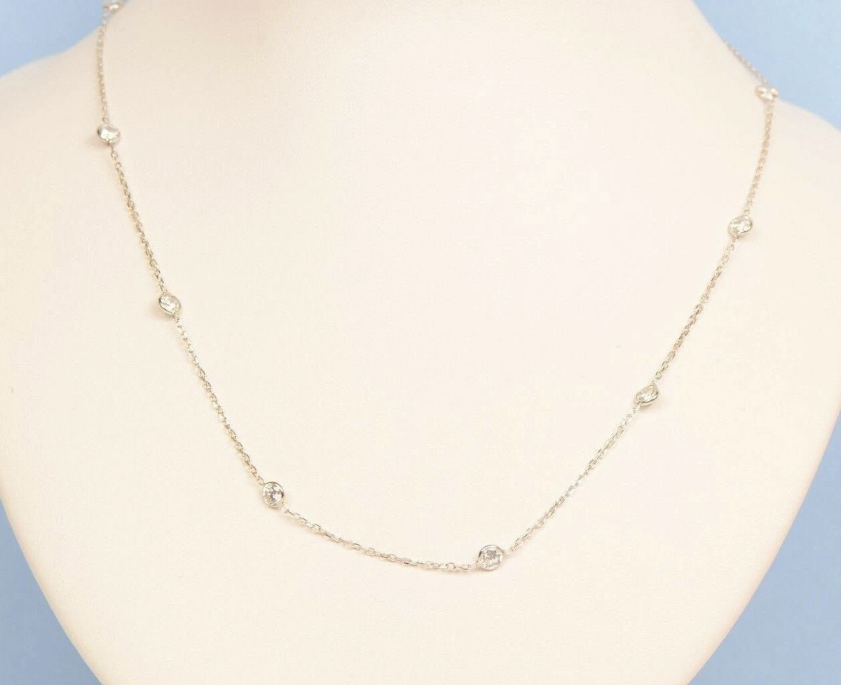 14k Gold Cubic Zirconia CZ by the yard 16'' up to 42" Necklace