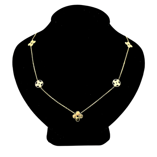 14k Yellow Gold Beautiful Clover Necklace for Women