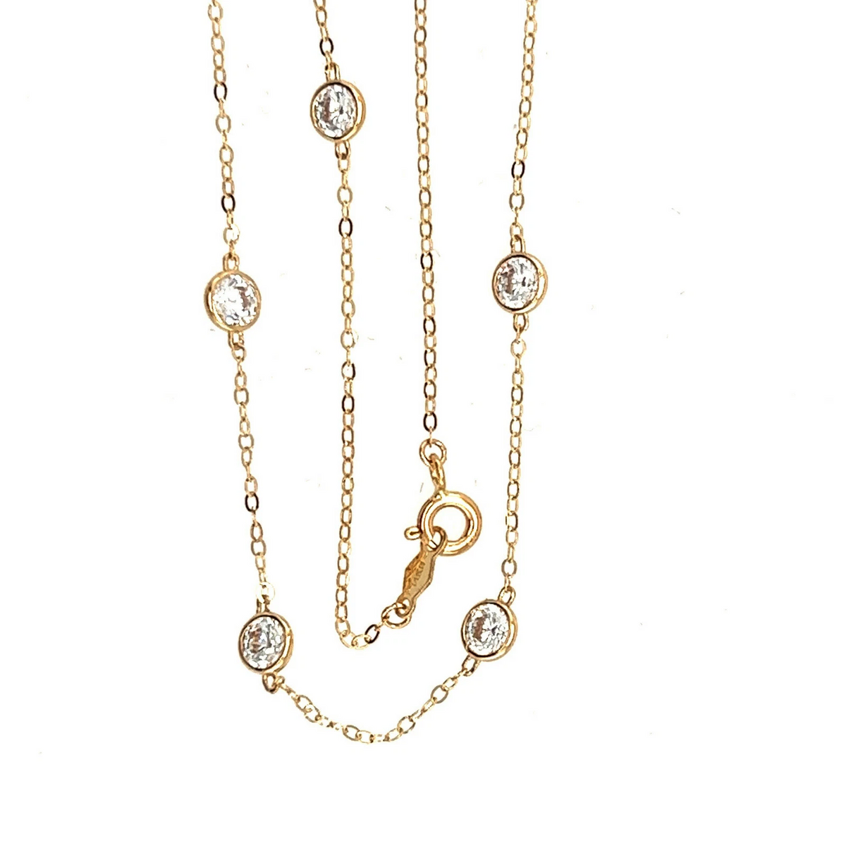 14k Gold Cubic Zirconia CZ by the yard 16'' up to 42" Necklace