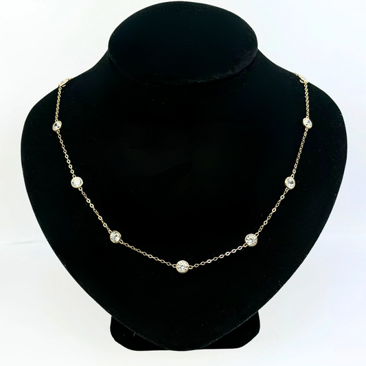 14k Gold Cubic Zirconia CZ by the yard 16'' up to 42" Necklace