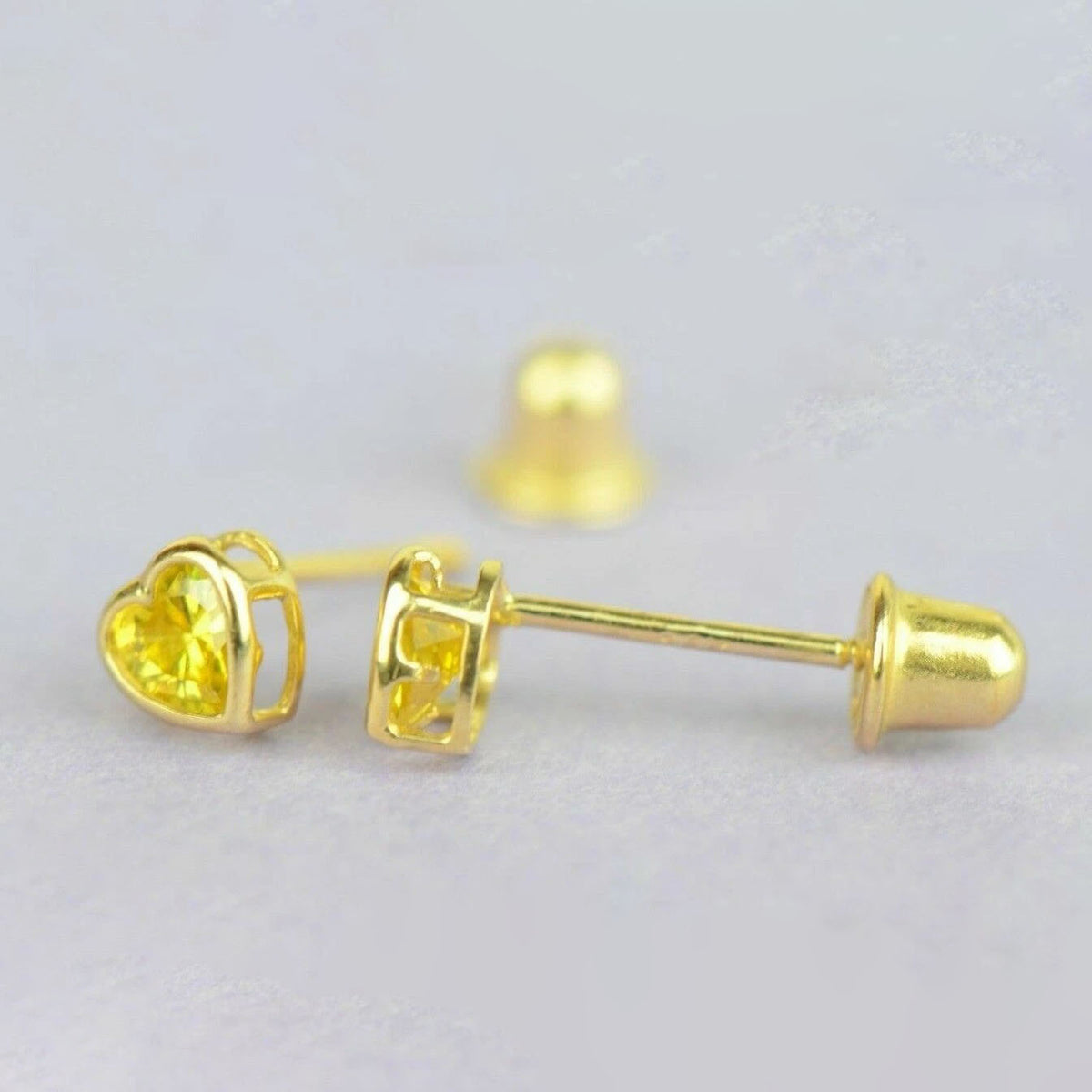 14K Yellow Gold Heart Shaped 3mm x 3mm Stud Earrings for Women