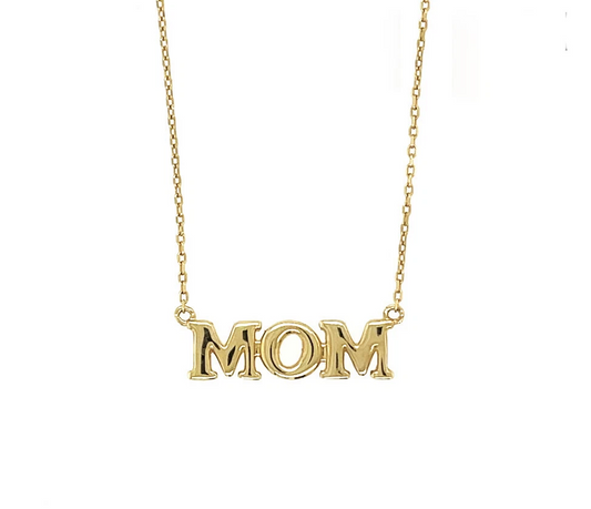 14K Yellow/ White/ Rose Gold "MOM" Charm Necklace
