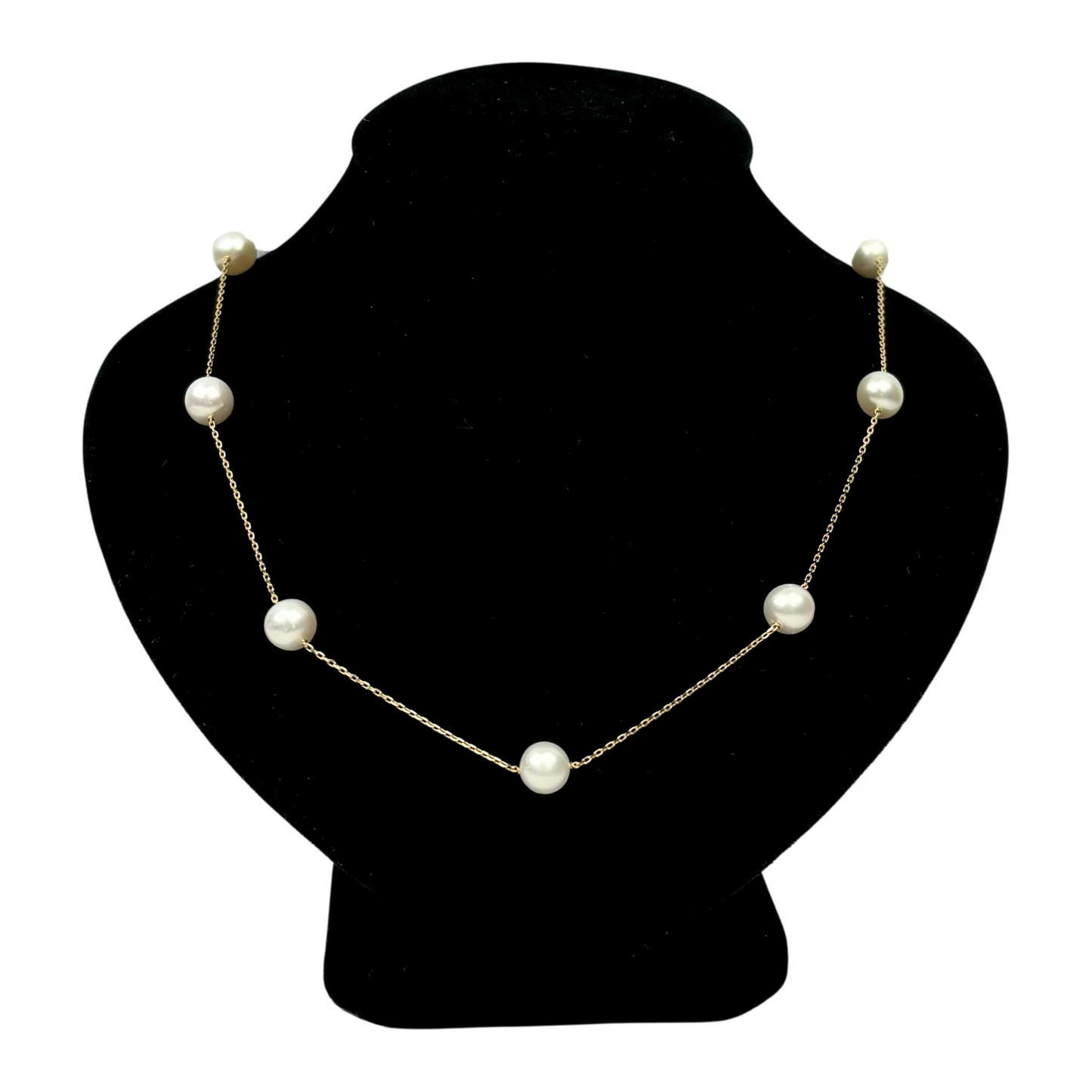 14k Yellow & White Gold Genuine White Pearls by the yard 16"& 18" Necklace