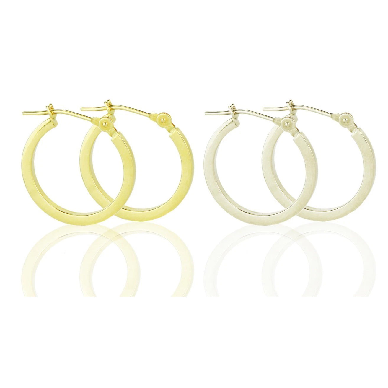 14k Yellow or White Gold Square Hoop Earrings