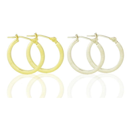 14k Yellow or White Gold Square Hoop Earrings