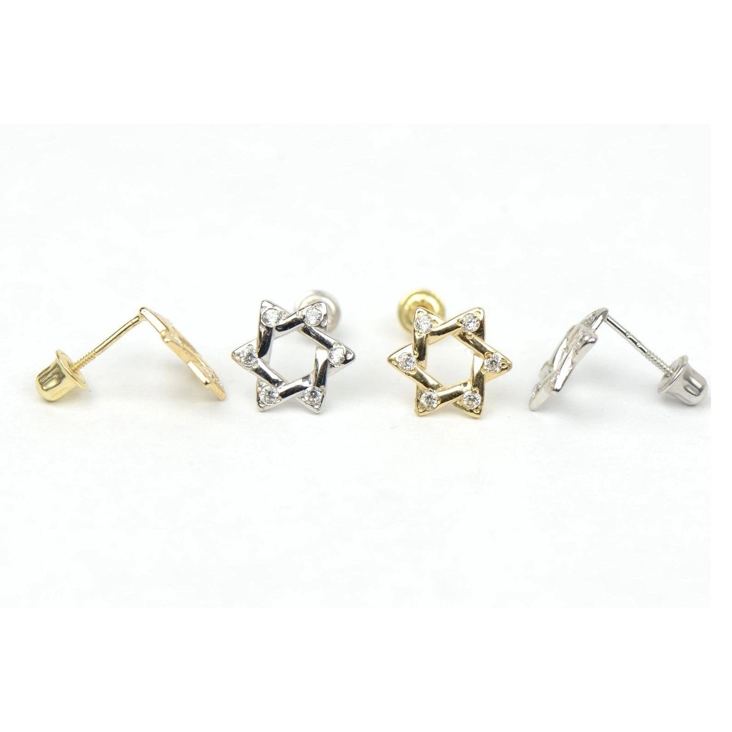14k Yellow Gold Star of David Stud Earrings