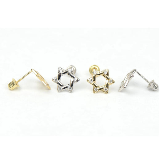 14k Yellow Gold Star of David Stud Earrings