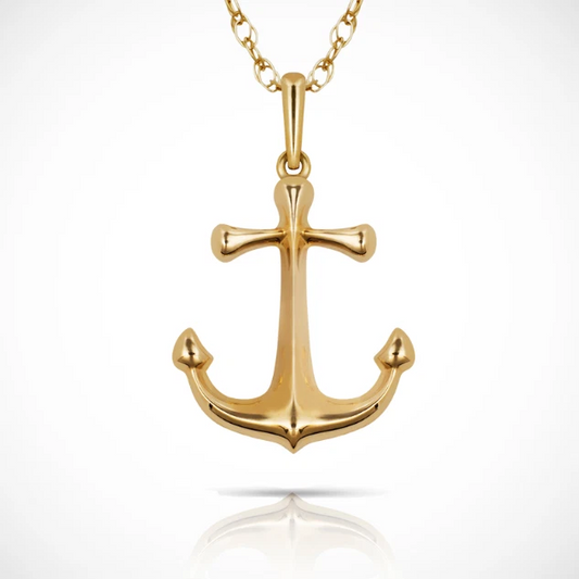 14k Gold Anchor Pendant For Women