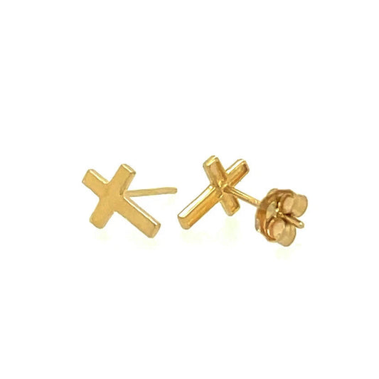 14K Yellow /White /Rose Gold Cross Stud Earrings