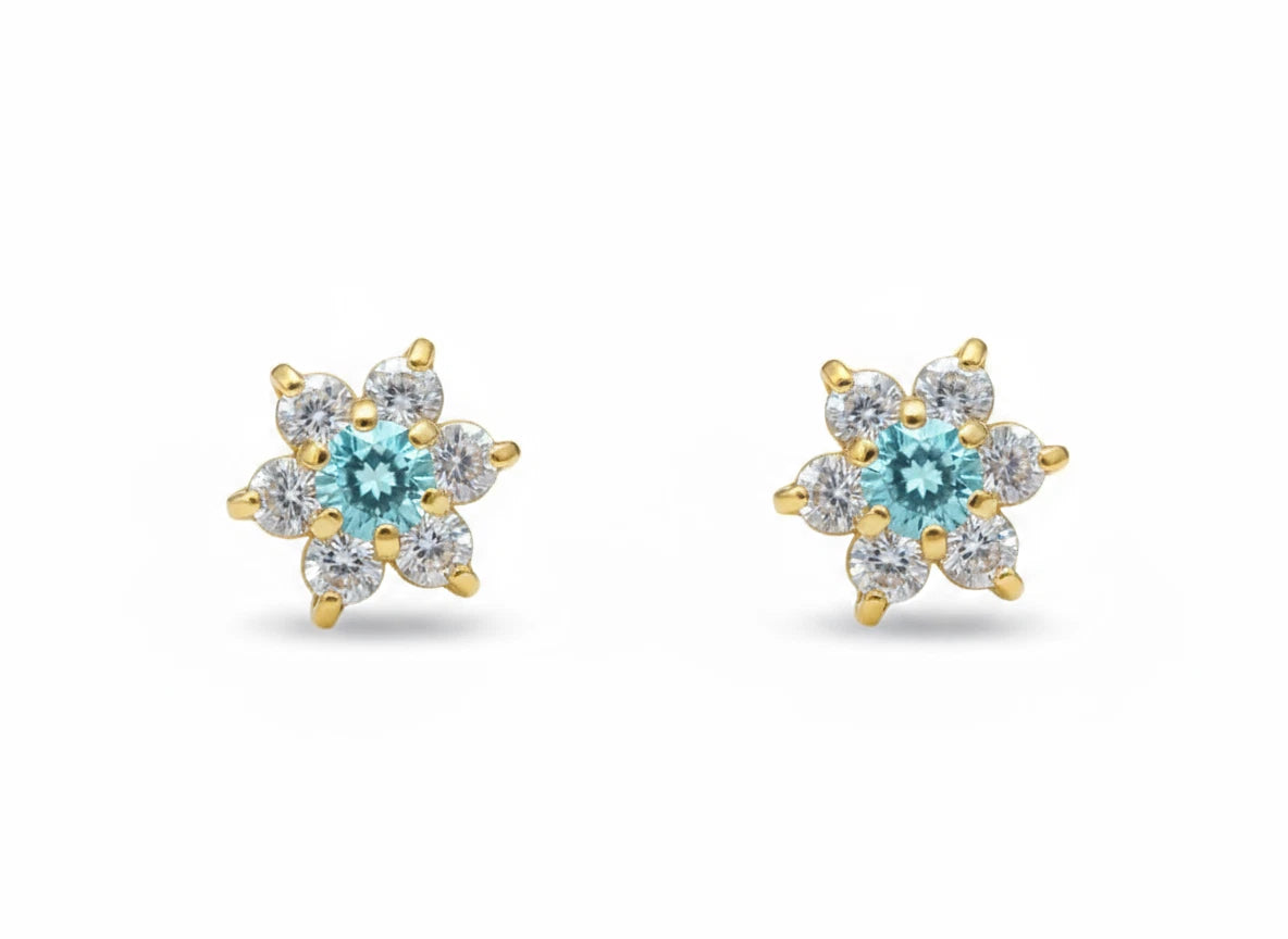 14k Yellow Gold Beautiful Flower Shaped Earrings for Women