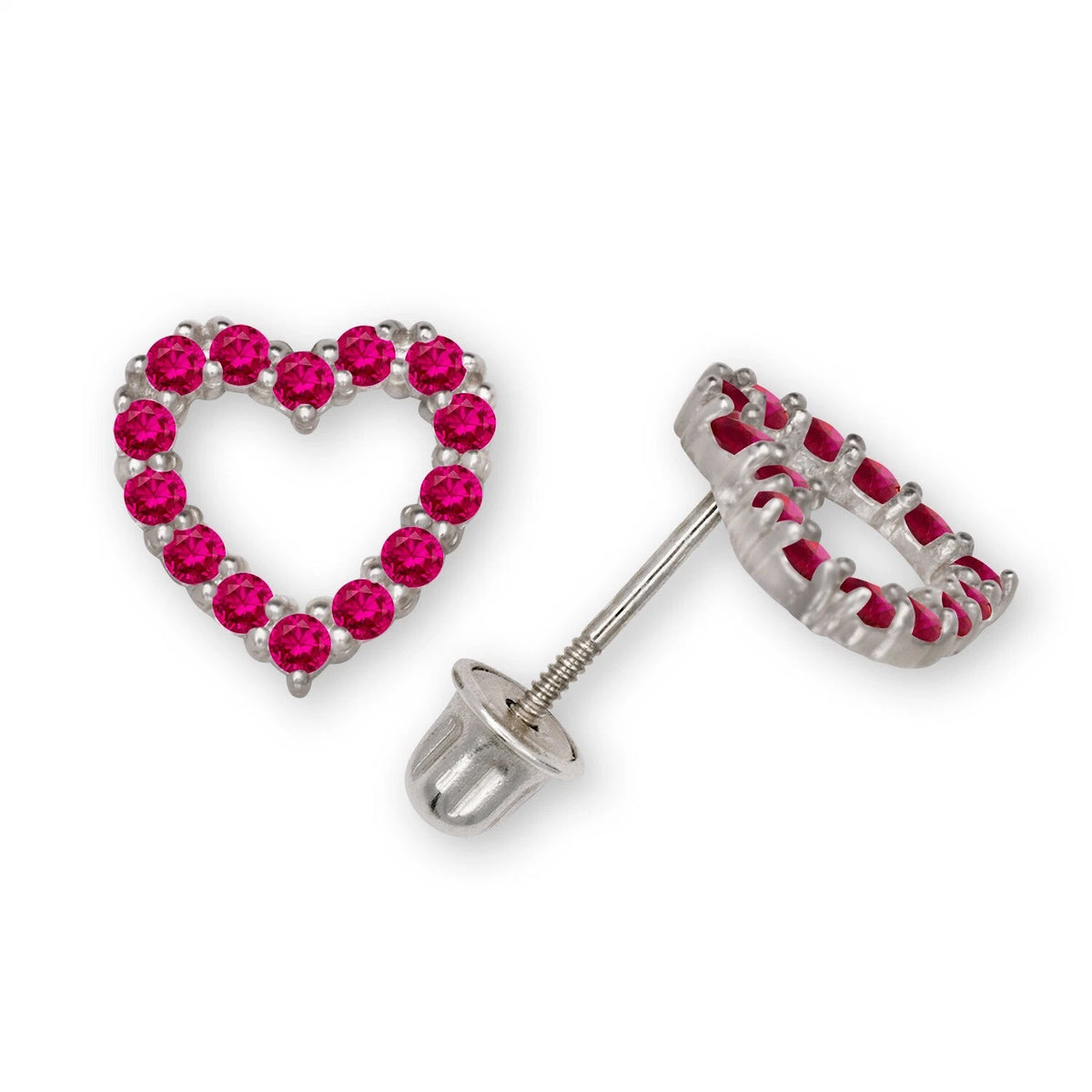 14K Yellow & White Gold Beautiful Large CZ Heart Shaped Stud Earrings for Women