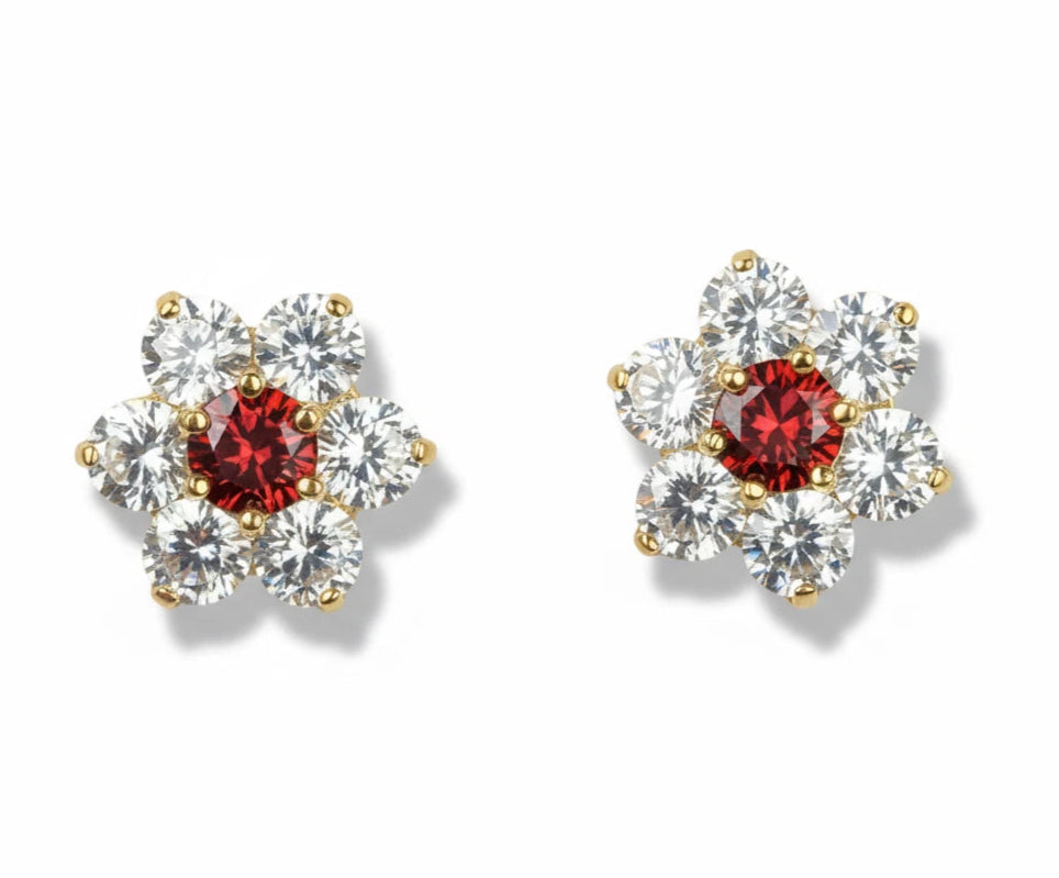 14k Yellow Gold Beautiful Flower Shaped Screw Back Earrings for Women