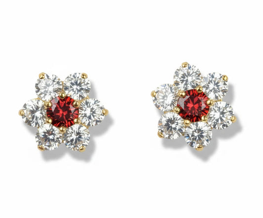 14k Yellow Gold Beautiful Flower Shaped Screw Back Earrings for Women