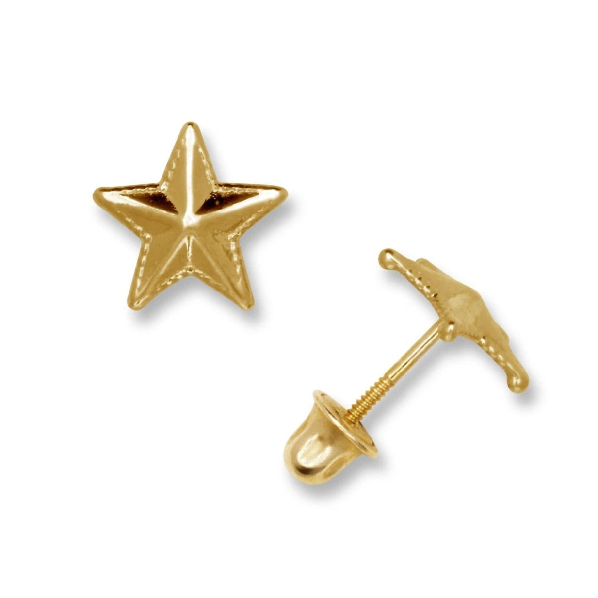 14K Yellow & White Gold Pretty Star Screw Back Stud Earrings for Women